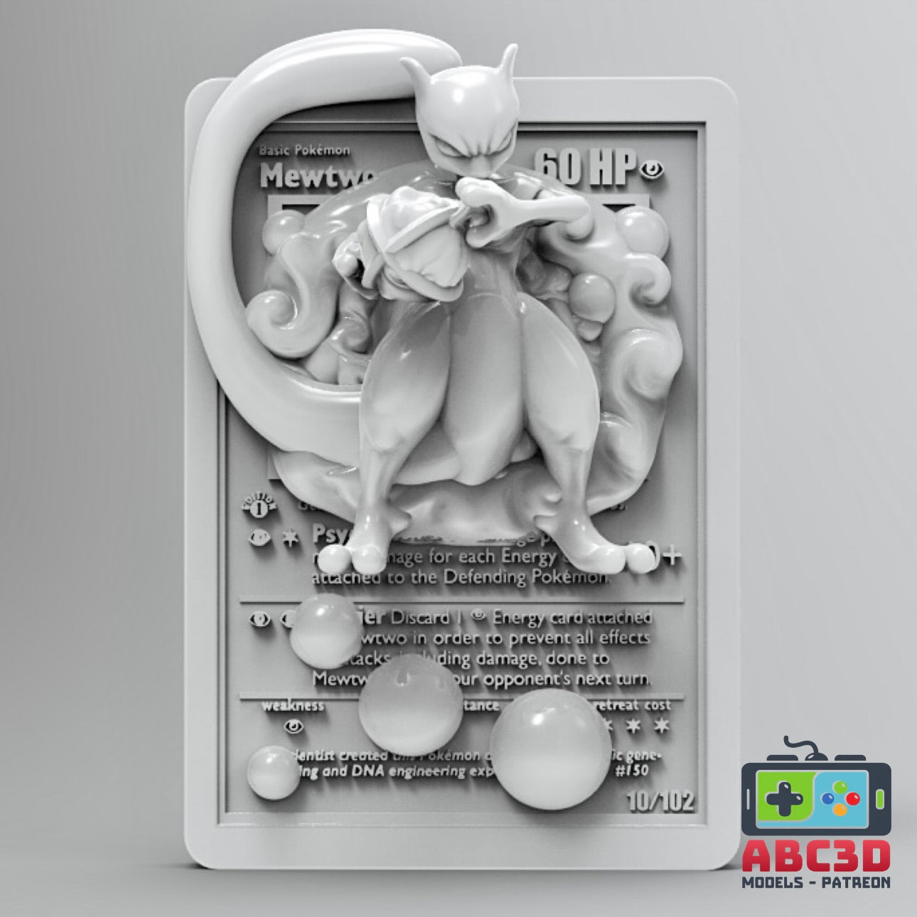 3D Printed Mewtwo Pokémon Card