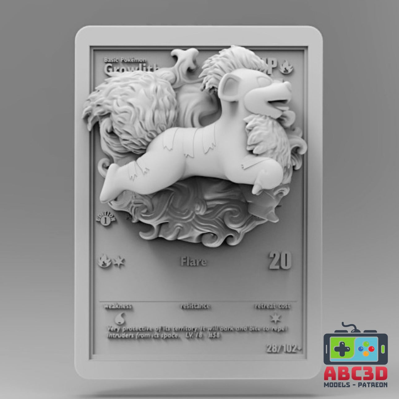 3D Printed Growlithe Pokémon Card