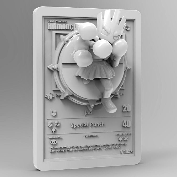 3D Printed Hitmonchan Pokémon Card