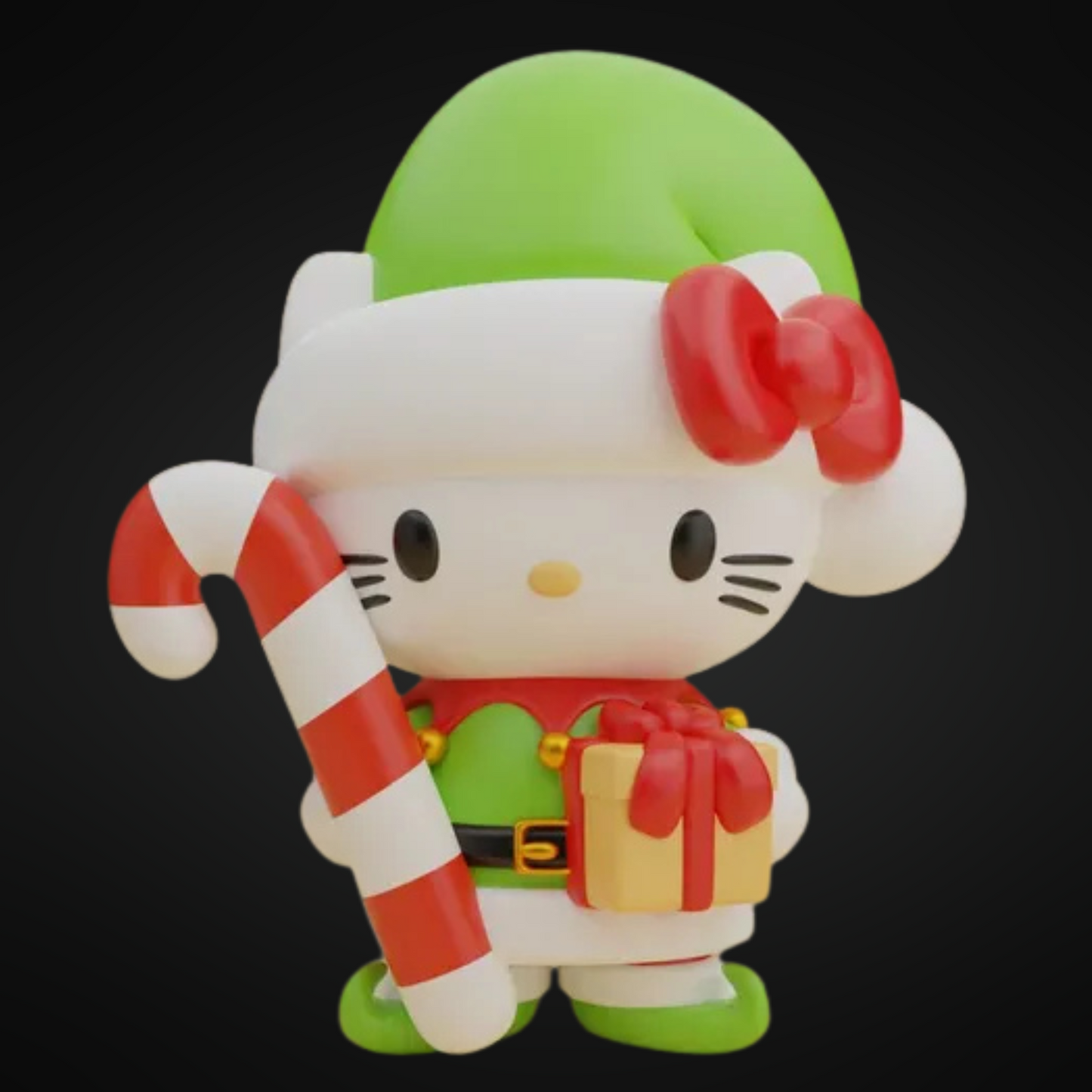 Hello Kitty elf with candy cane