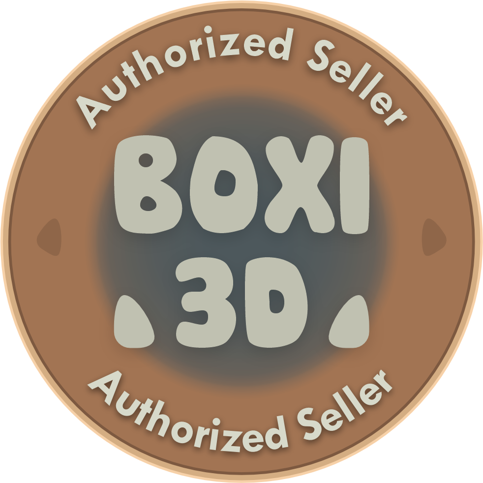 Boxi 3D authorized seller badge logo displayed on neutral background