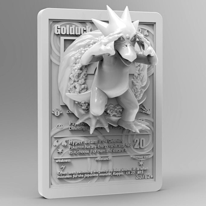 3D Printed Golduck Pokémon Card