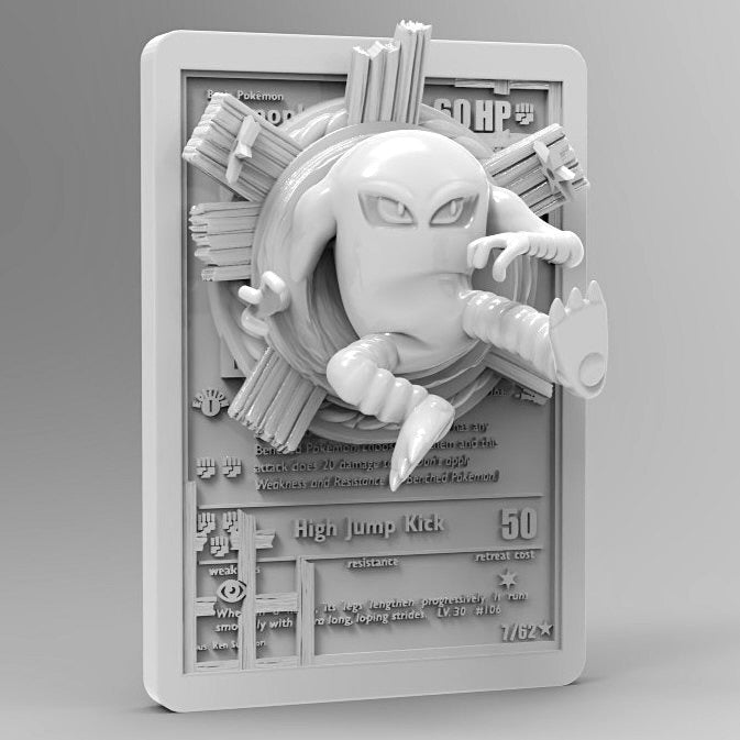 3D Printed Hitmonlee Pokémon Card