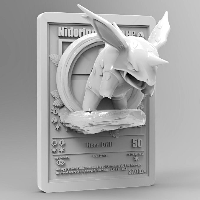Nidorino 3D Printed Pokémon Card Miniature