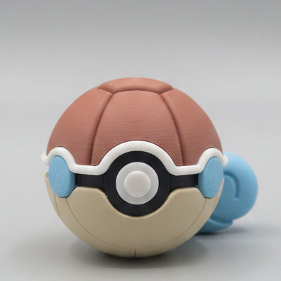 Squirtle inspired 3D printed Pokéball collectible featuring a blue shell and water themed design with adorable Squirtle details, perfect for Pokémon fans and collectors.