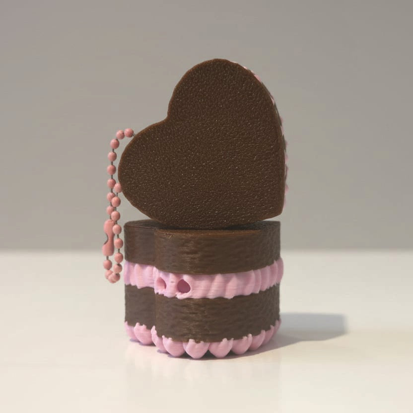 Valentine Berry Heart Cake Fidget Clicker Keychain