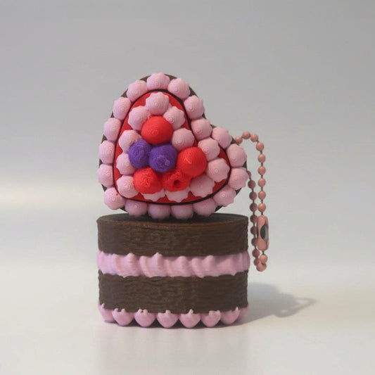 Valentine Berry Heart Cake Fidget Clicker Keychain