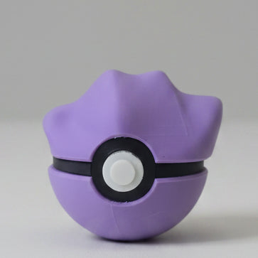 Ditto inspired 3D printed Pokéball collectible featuring a purple design, soft rounded shape, and adorable transforming Pokémon themed style for fans and collectors.